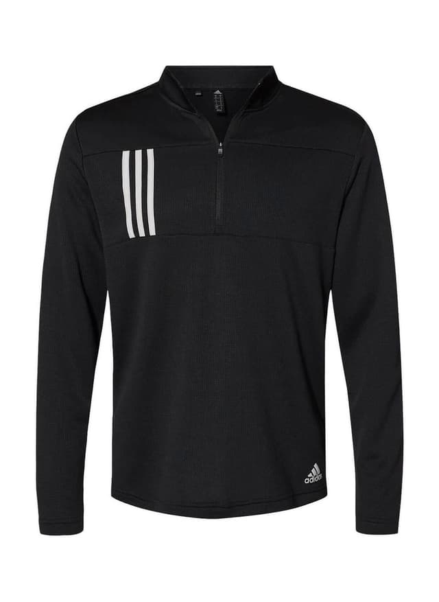 Adidas Men's 3-Stripes Double Knit Quarter-Zip Pullover - Black 3XL