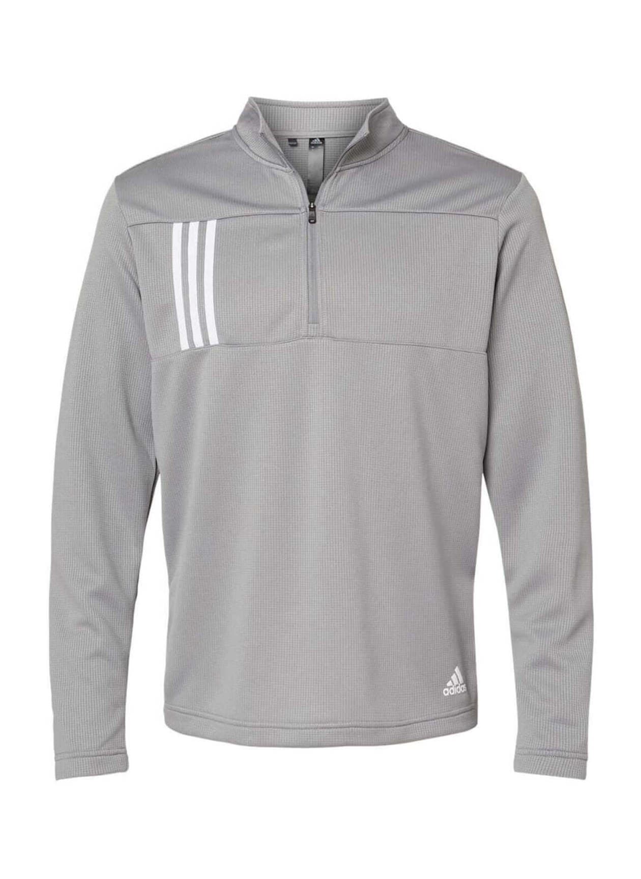 Adidas Men's 3-Stripes Double Knit Quarter-Zip Pullover - Light Grey 3XL