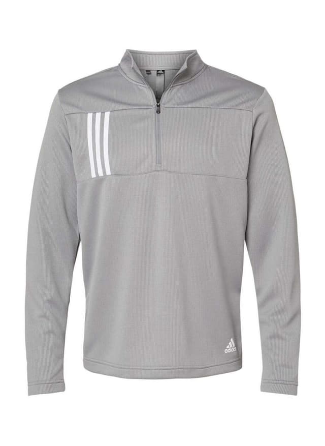 Adidas Men's 3-Stripes Double Knit Quarter-Zip Pullover - Light Grey 3XL