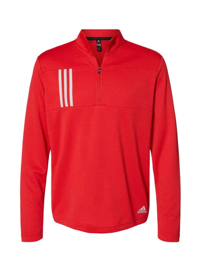 Adidas Men's 3-Stripes Double Knit Quarter-Zip Pullover - Red 3XL