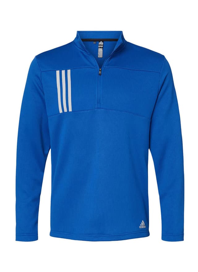 Adidas Men's 3-Stripes Double Knit Quarter-Zip Pullover - Blue 3XL
