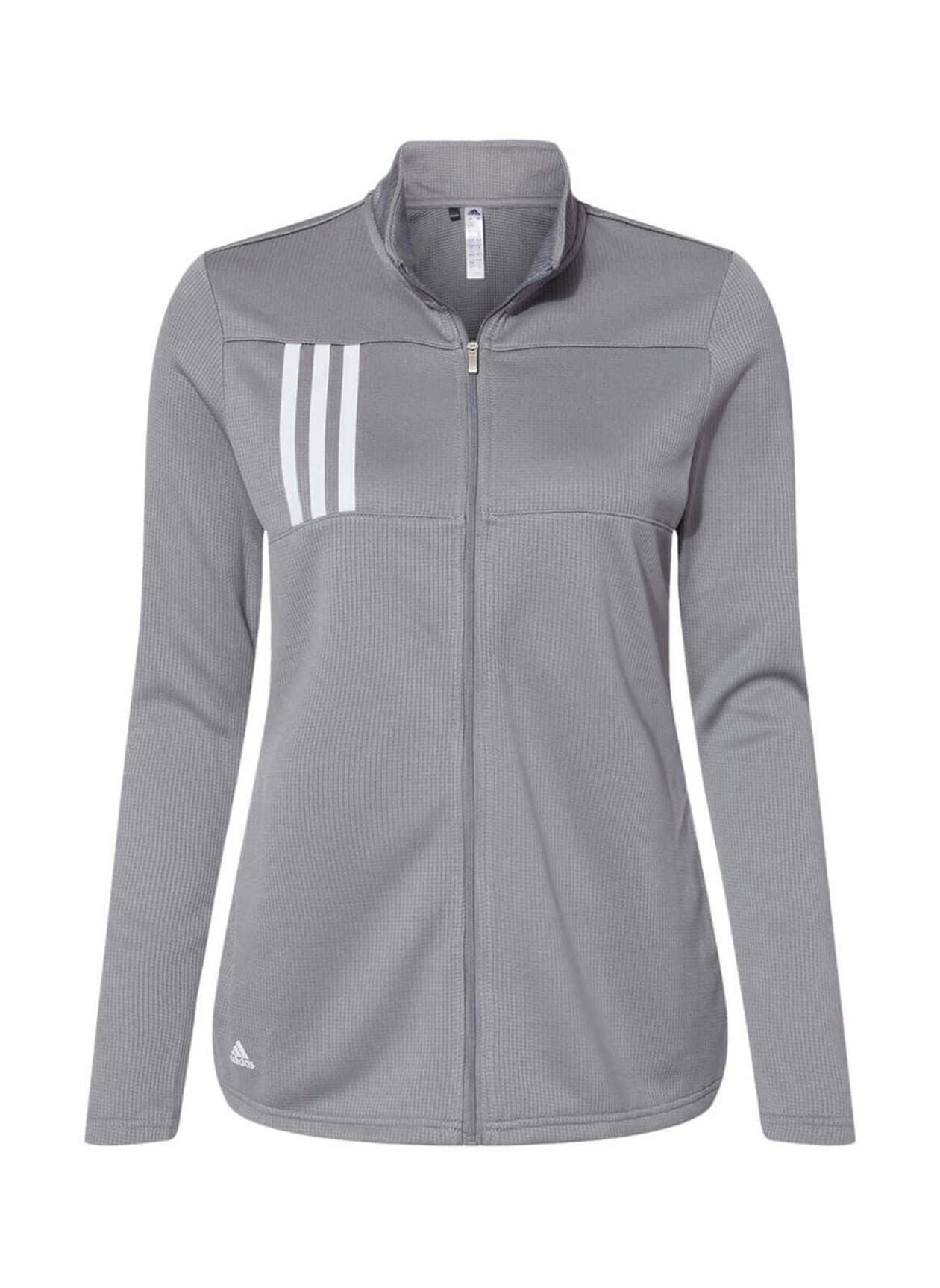 Adidas Women's 3-Stripes Double Knit Full-Zip Sweatshirt - Light Grey 3XL