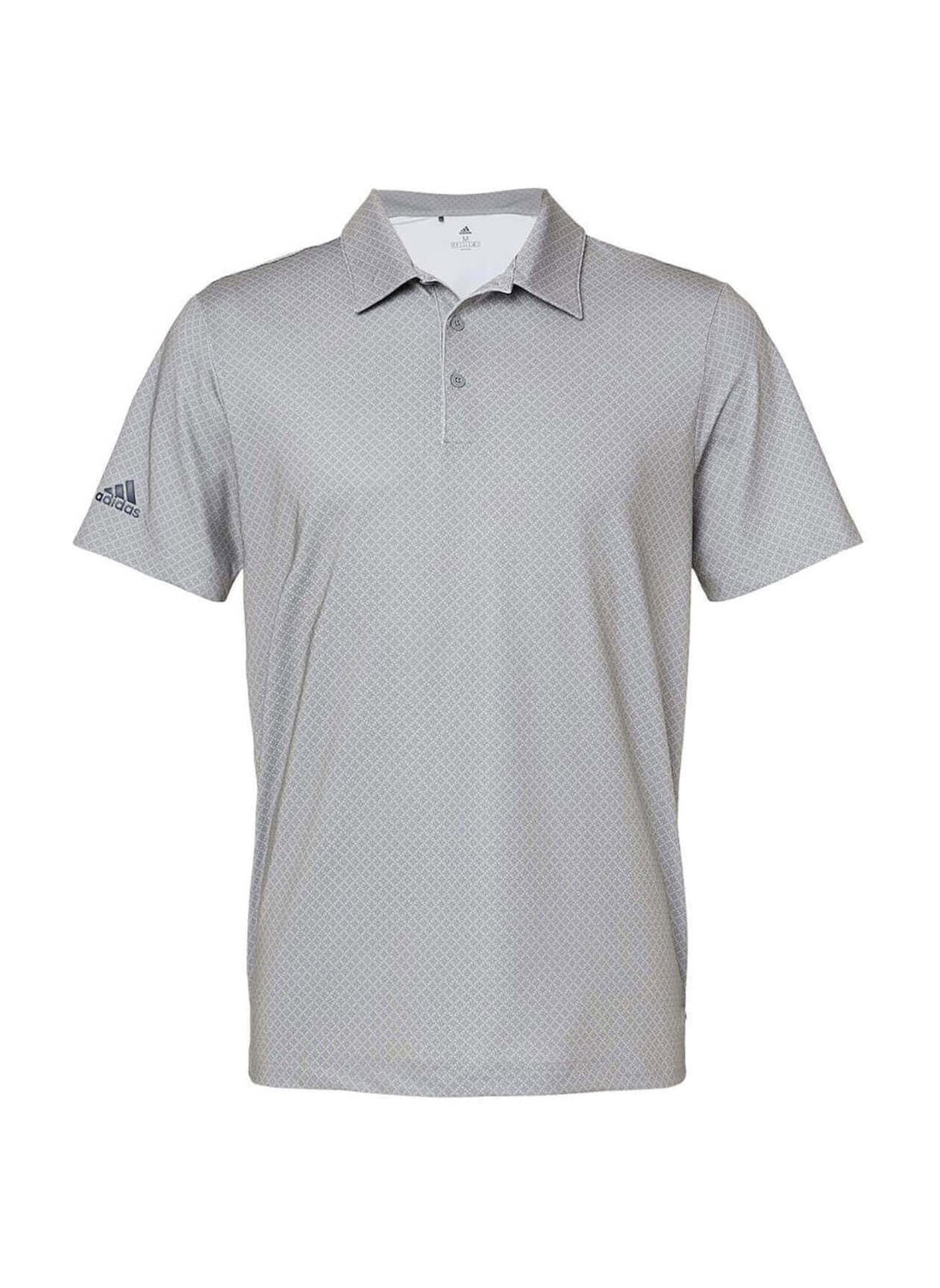 Adidas Men's Diamond Dot Print Polo - Light Grey 3XL