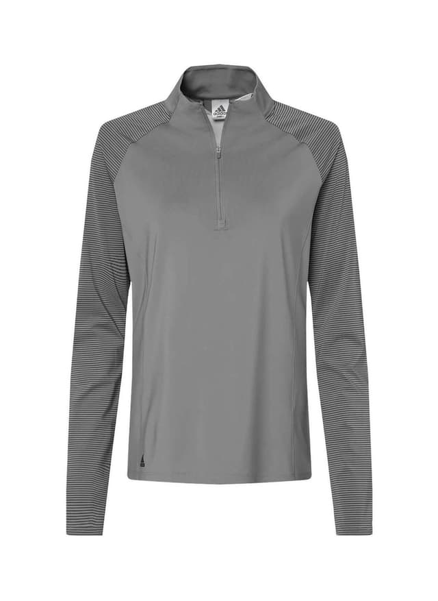 Adidas Women's Stripe Block Quarter-Zip - Dark Grey 3XL