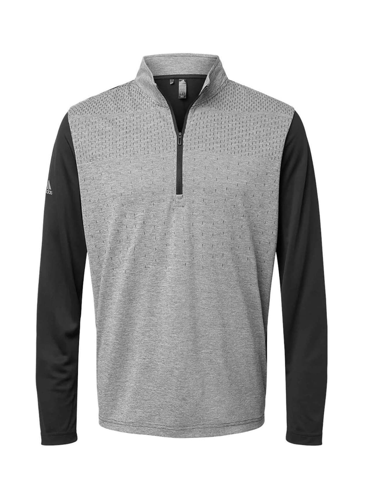 Adidas Men's Heather Block Print Quarter-Zip - Black 3XL
