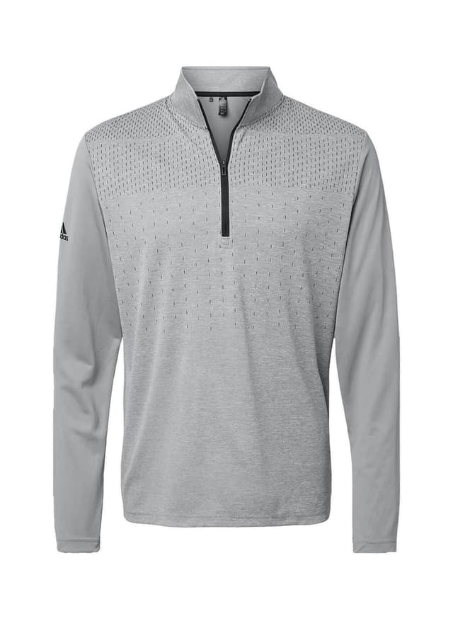 Adidas Men's Heather Block Print Quarter-Zip - Light Grey 3XL