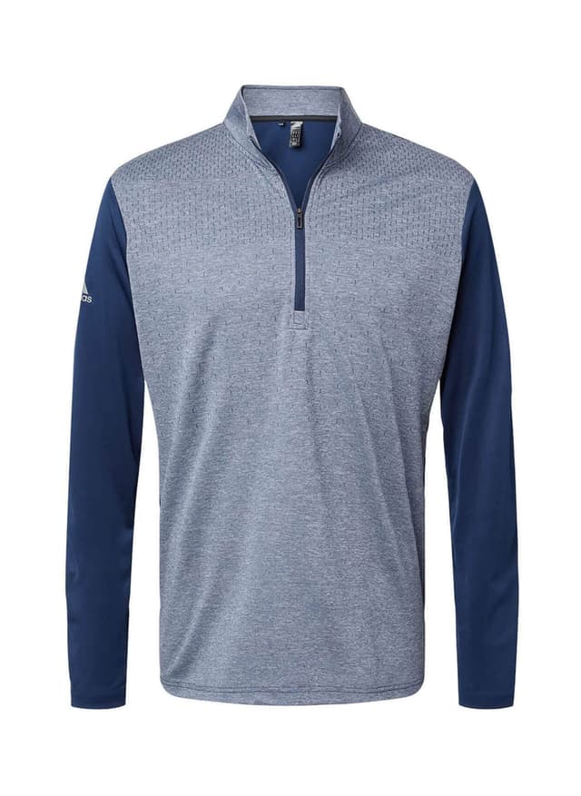 Adidas Men's Heather Block Print Quarter-Zip - Navy,Black 3XL