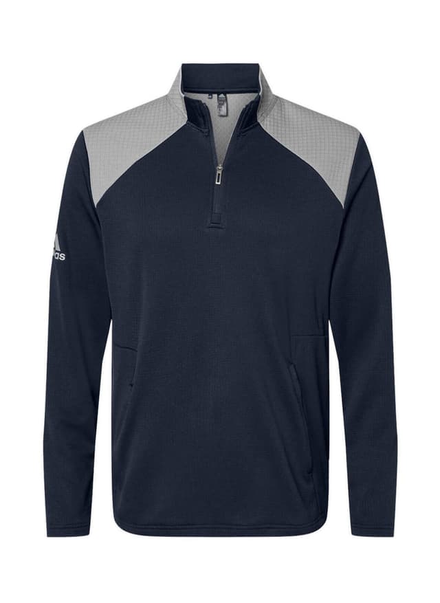 Adidas Men's Textured Mixed Media Quarter-Zip - Navy 3XL