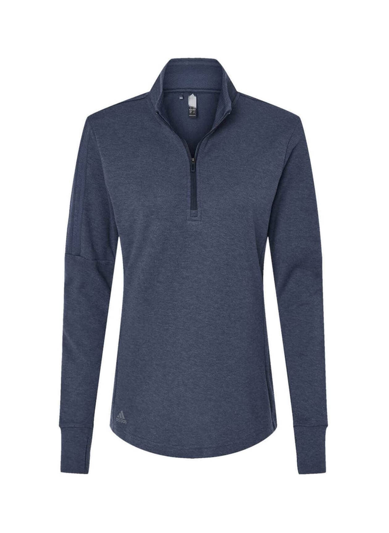Adidas Women's 3-Stripes Quarter-Zip - Focus Blue Melange 3XL
