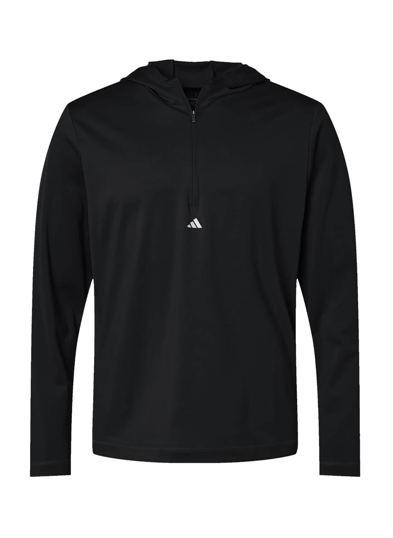 Adidas Men's Lightweight Performance Quarter-Zip Hooded Pullover - Black 3XL