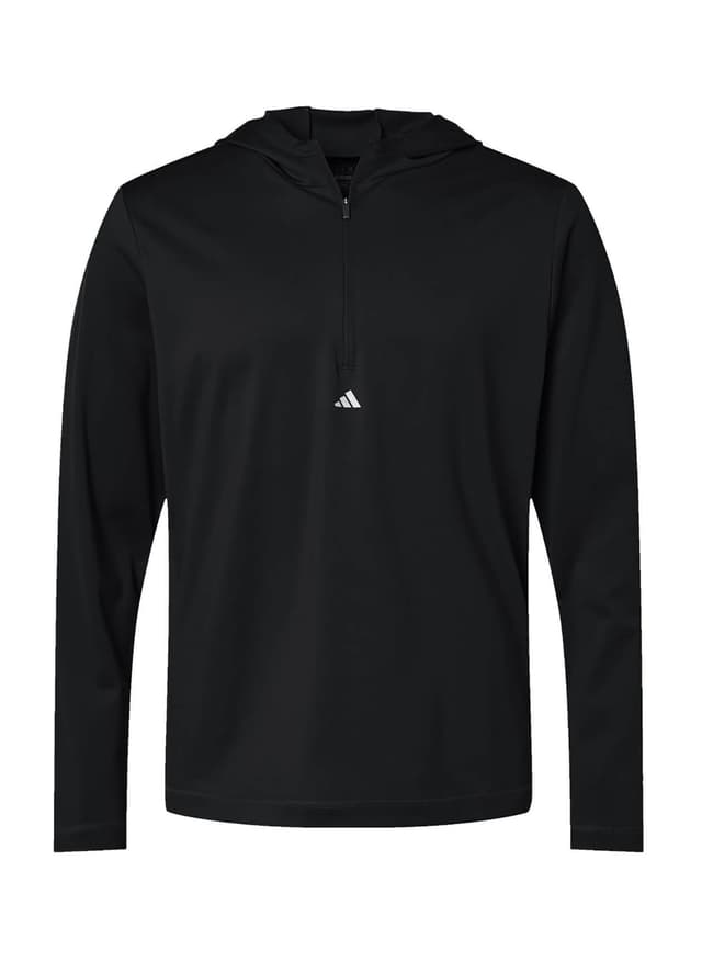 Adidas Men's Lightweight Performance Quarter-Zip Hooded Pullover - Black 3XL