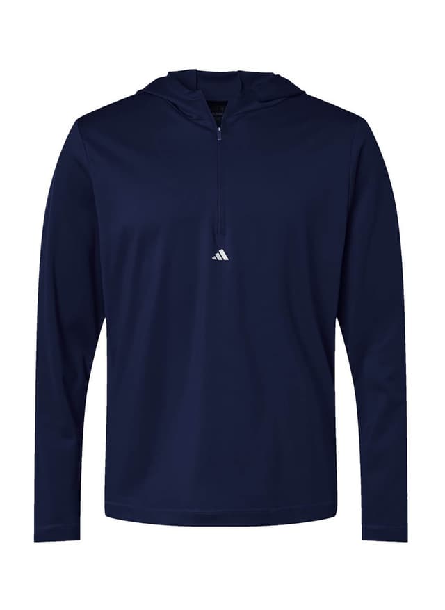 Adidas Men's Lightweight Performance Quarter-Zip Hooded Pullover - Navy 3XL