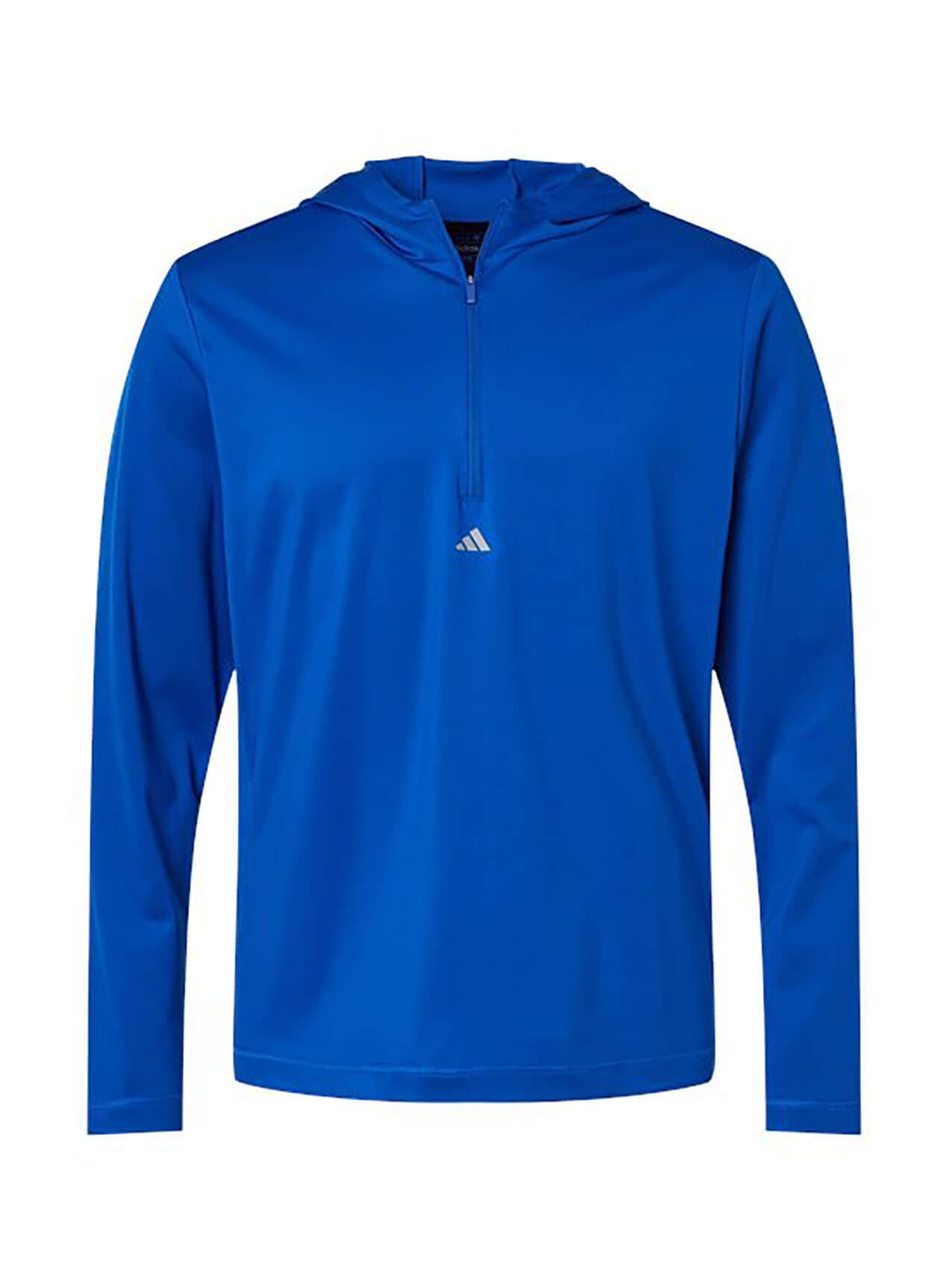 Adidas Men's Lightweight Performance Quarter-Zip Hooded Pullover - Blue 3XL