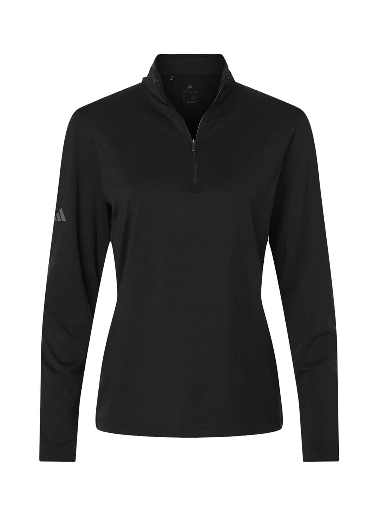 Adidas Women's Textured Stripe Quarter-Zip Pullover - Black 3XL