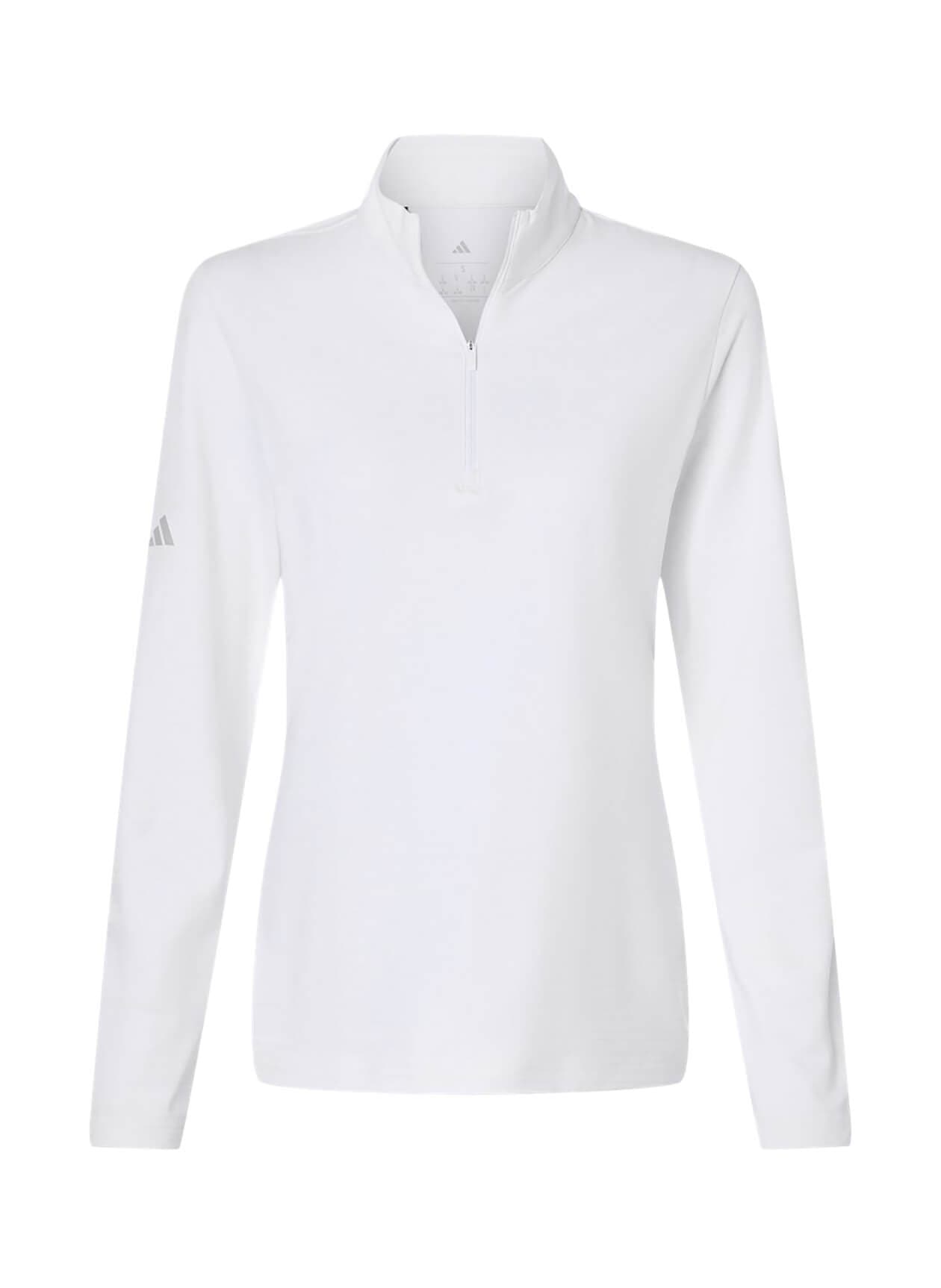 Adidas Women's Textured Stripe Quarter-Zip Pullover - White 3XL