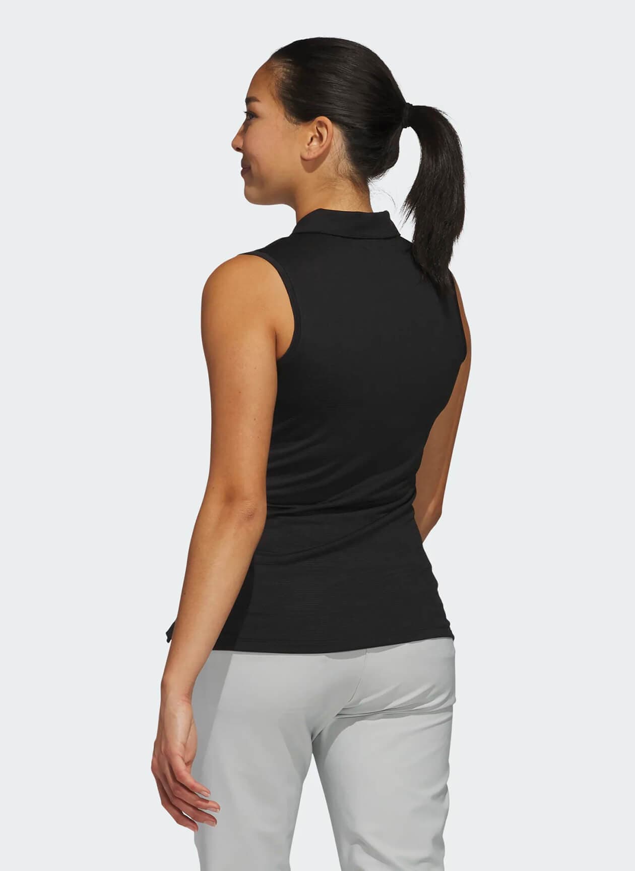 Adidas Women's Solid Ottoman Sleeveless Polo - Black LG