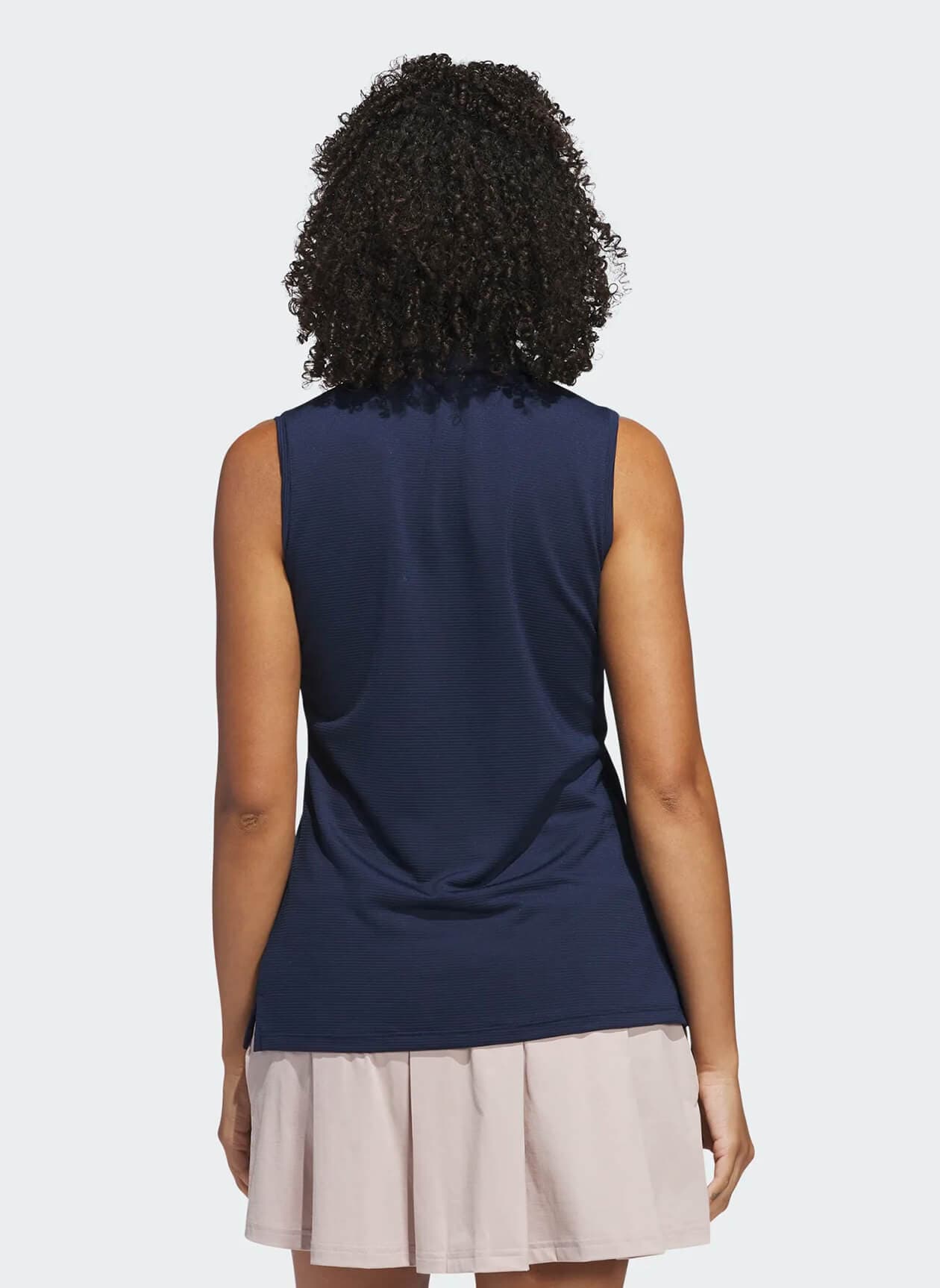 Adidas Women's Solid Ottoman Sleeveless Polo - Navy LG
