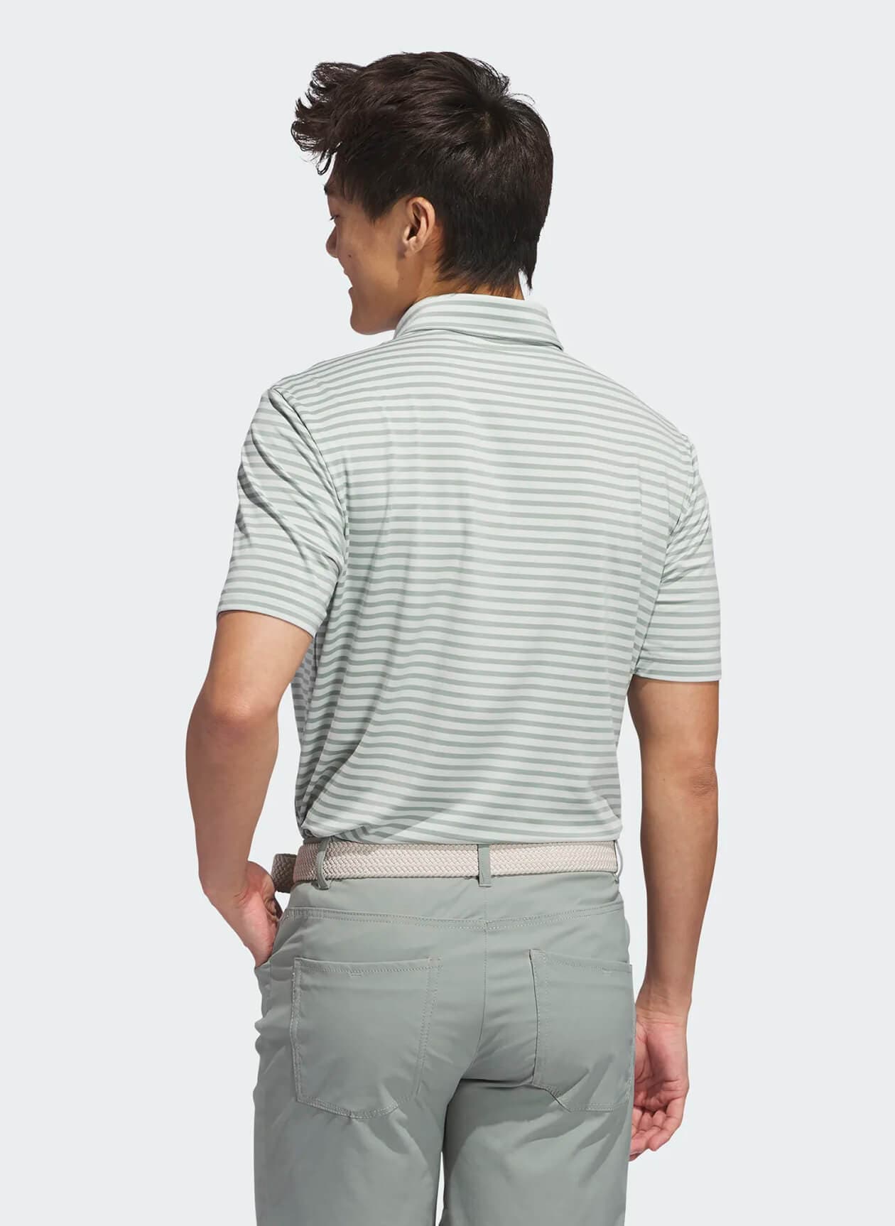 Adidas Men's Ultimate365 Stripe Polo - Silver Green / Wonder Silver 3XL