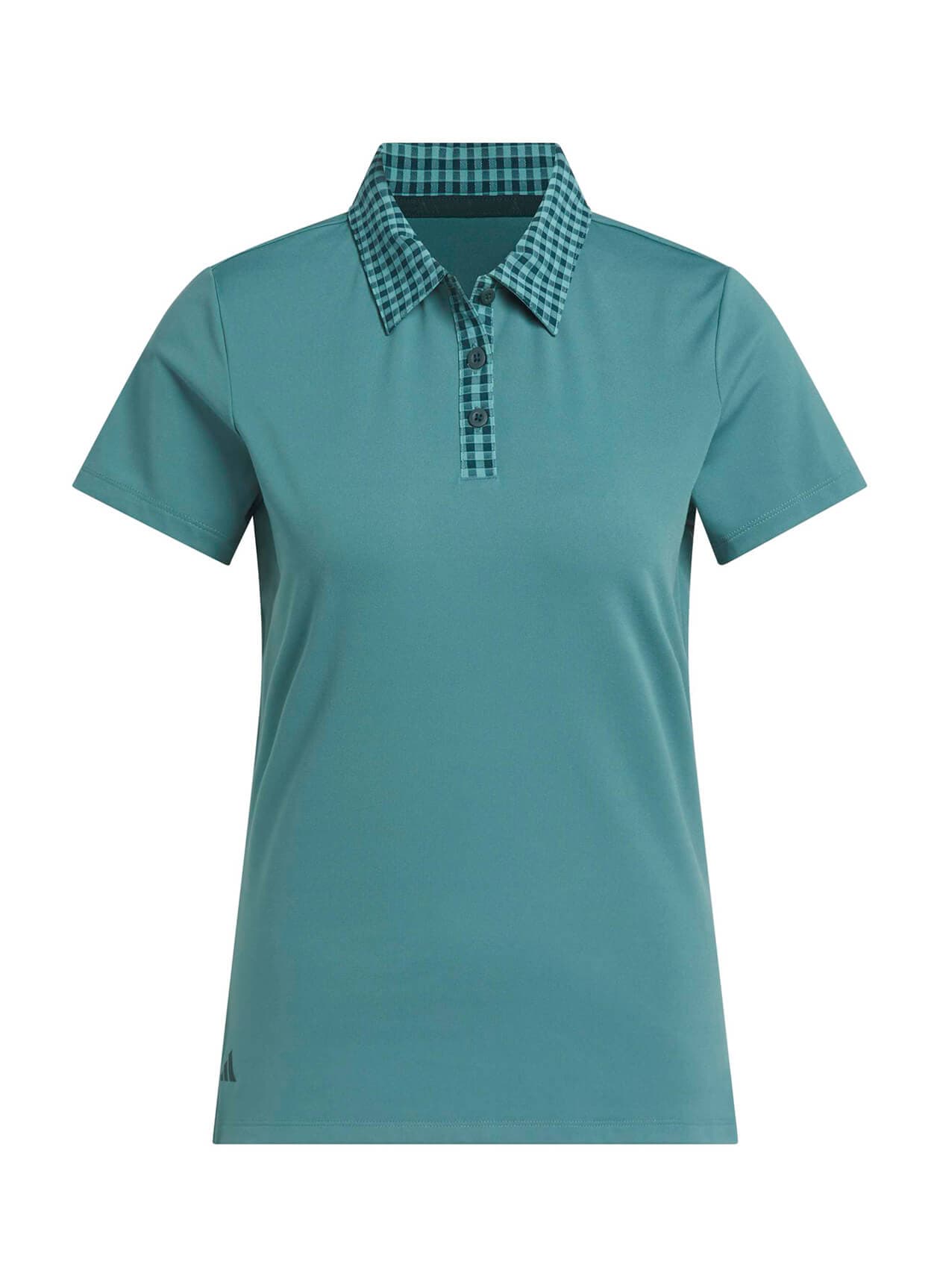 Adidas Women's Ultimate365 Gingham Polo - Blue LG