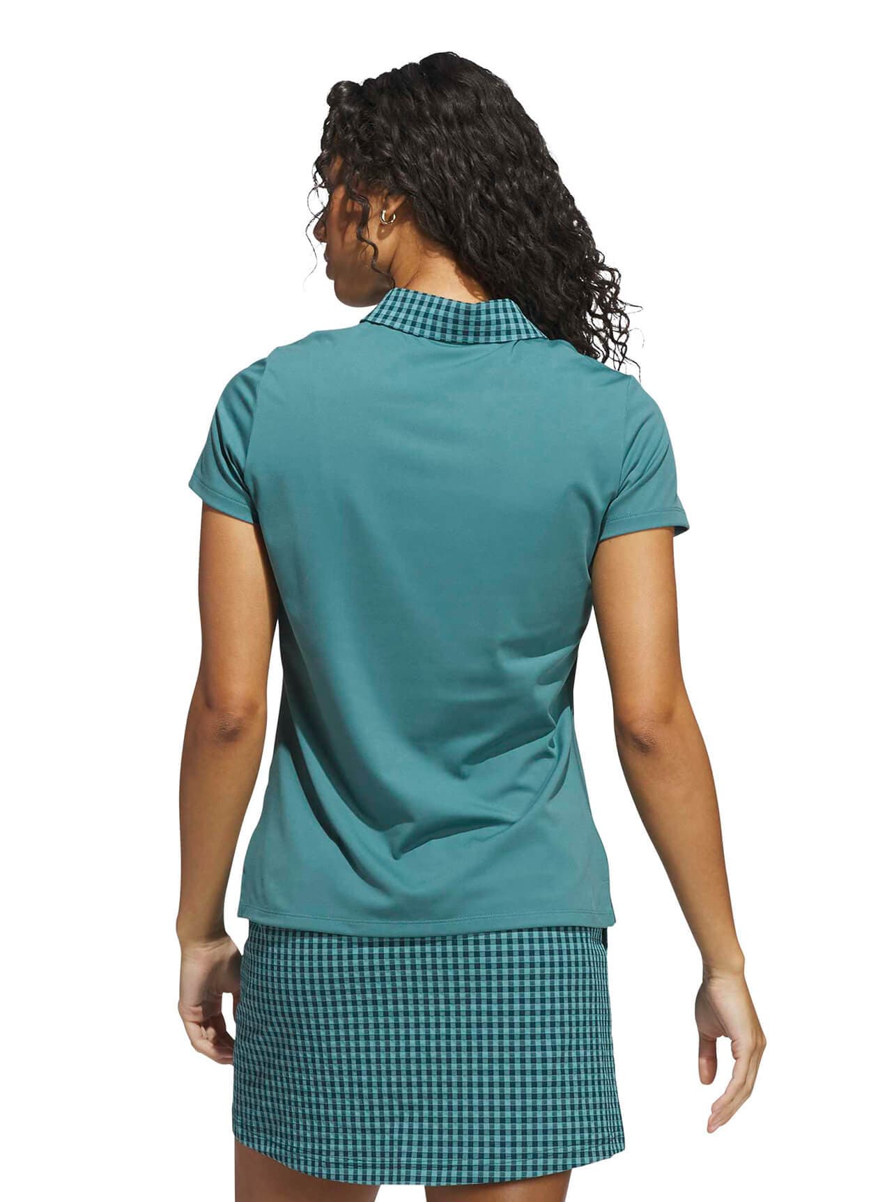 Adidas Women's Ultimate365 Gingham Polo - Blue LG