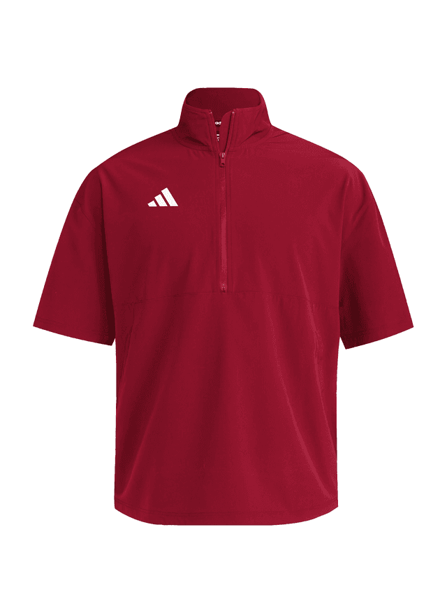Adidas Men's Quarter-Zip Short-Sleeve Jacket - Team Vibrant Red LG