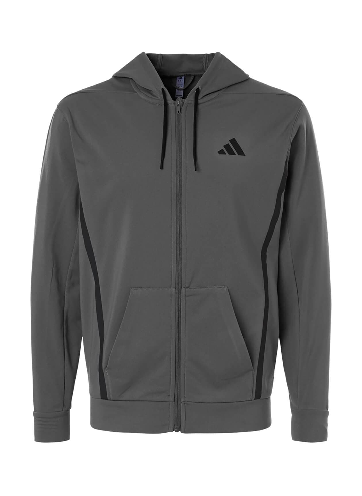Adidas Men's Game & Go Fleece Full-Zip Hooded Sweatshirt - Dark Grey 3XL