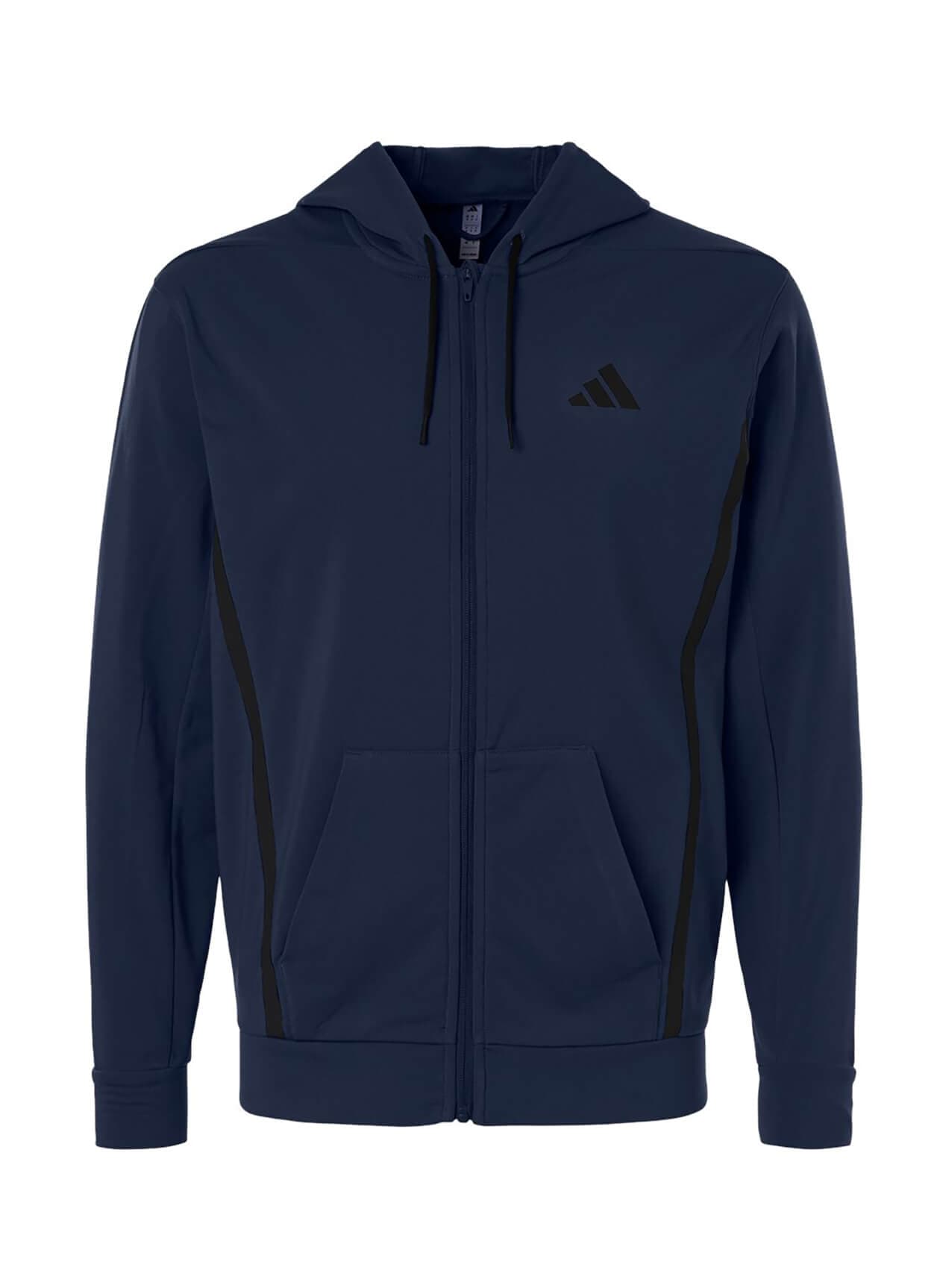 Adidas Men's Game & Go Fleece Full-Zip Hooded Sweatshirt - Navy 3XL