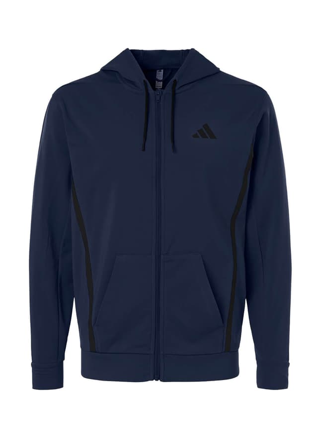 Adidas Men's Game & Go Fleece Full-Zip Hooded Sweatshirt - Navy 3XL
