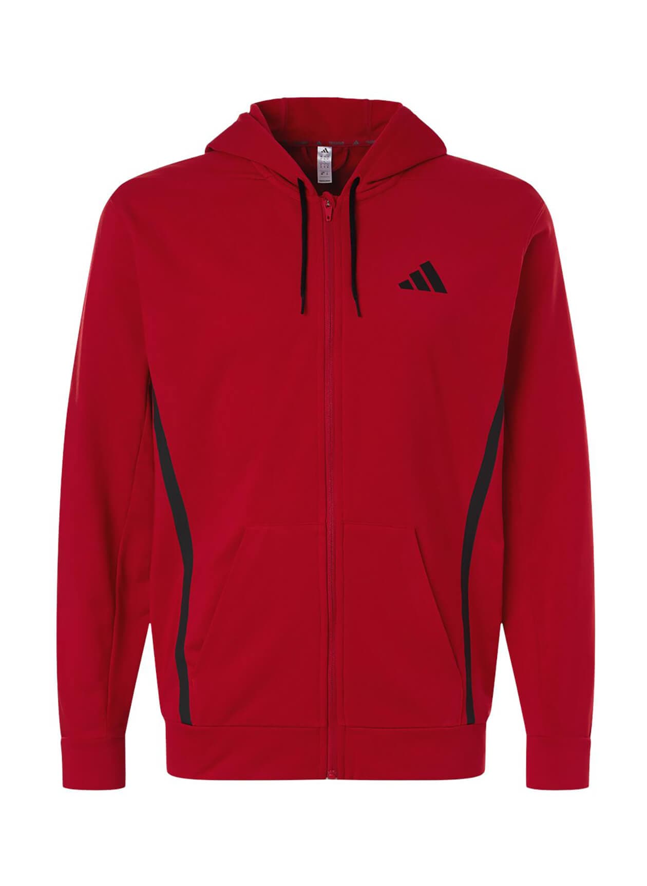 Adidas Men's Game & Go Fleece Full-Zip Hooded Sweatshirt - Red 3XL