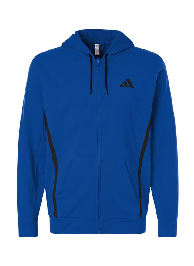 Adidas Men's Game & Go Fleece Full-Zip Hooded Sweatshirt - Blue 3XL