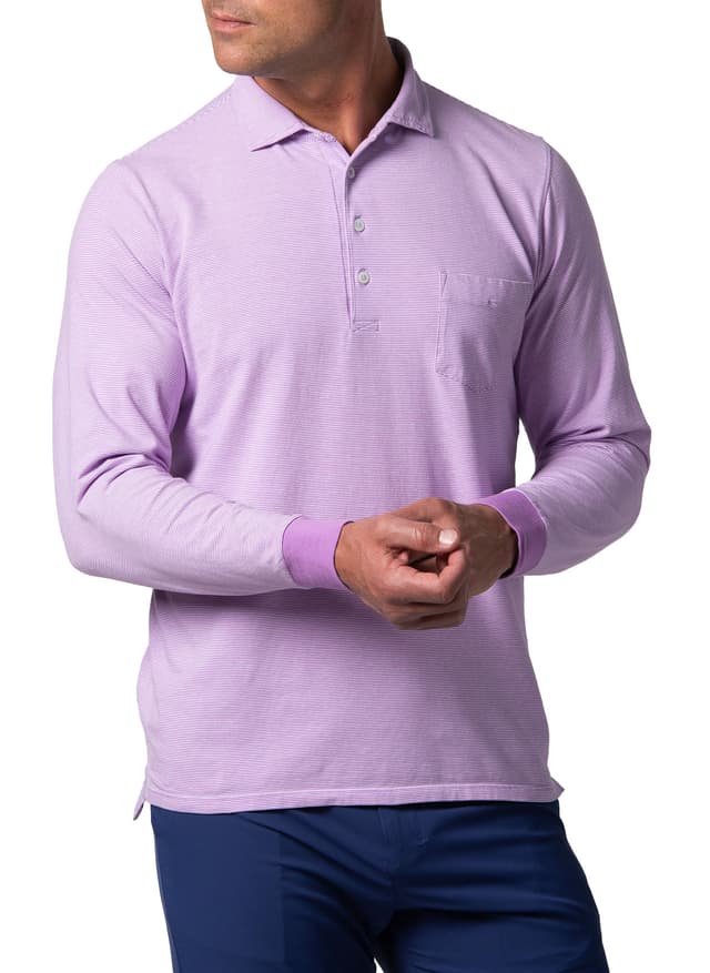 B. Draddy Men's Jack Long-Sleeve Polo - Purple LG