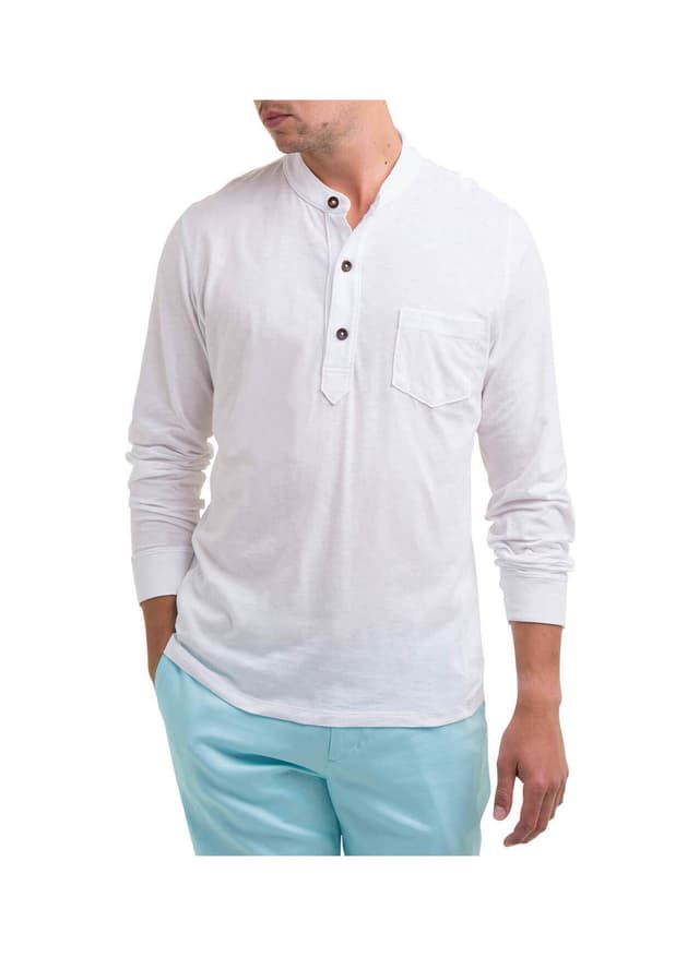 B. Draddy Men's John Henley - White LG