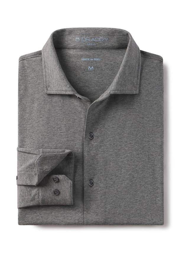 B. Draddy Men's The Burns Long-Sleeve Polo - Dark Grey LG