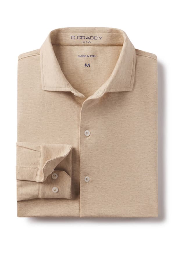 B. Draddy Men's The Burns Long-Sleeve Polo - Brown LG