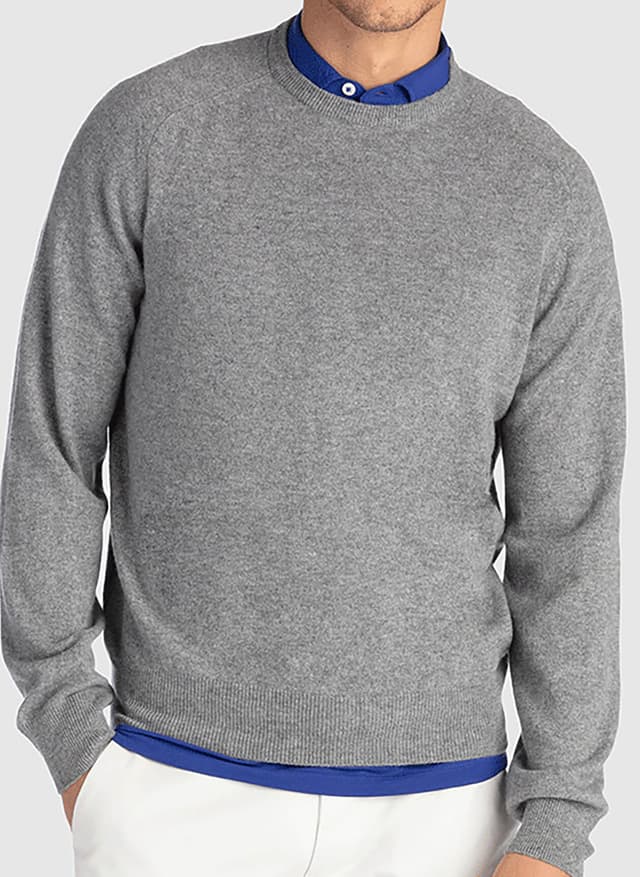 B. Draddy Men's 007 Cashmere Crewneck - Grey Heather (GRHE) LG