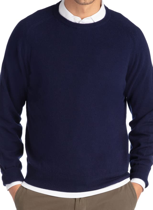B. Draddy Men's 007 Cashmere Crewneck - Navy LG