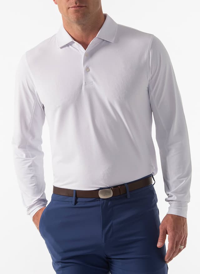 B. Draddy Men's Cool Hand Luke Long-Sleeve Polo - White 3XL