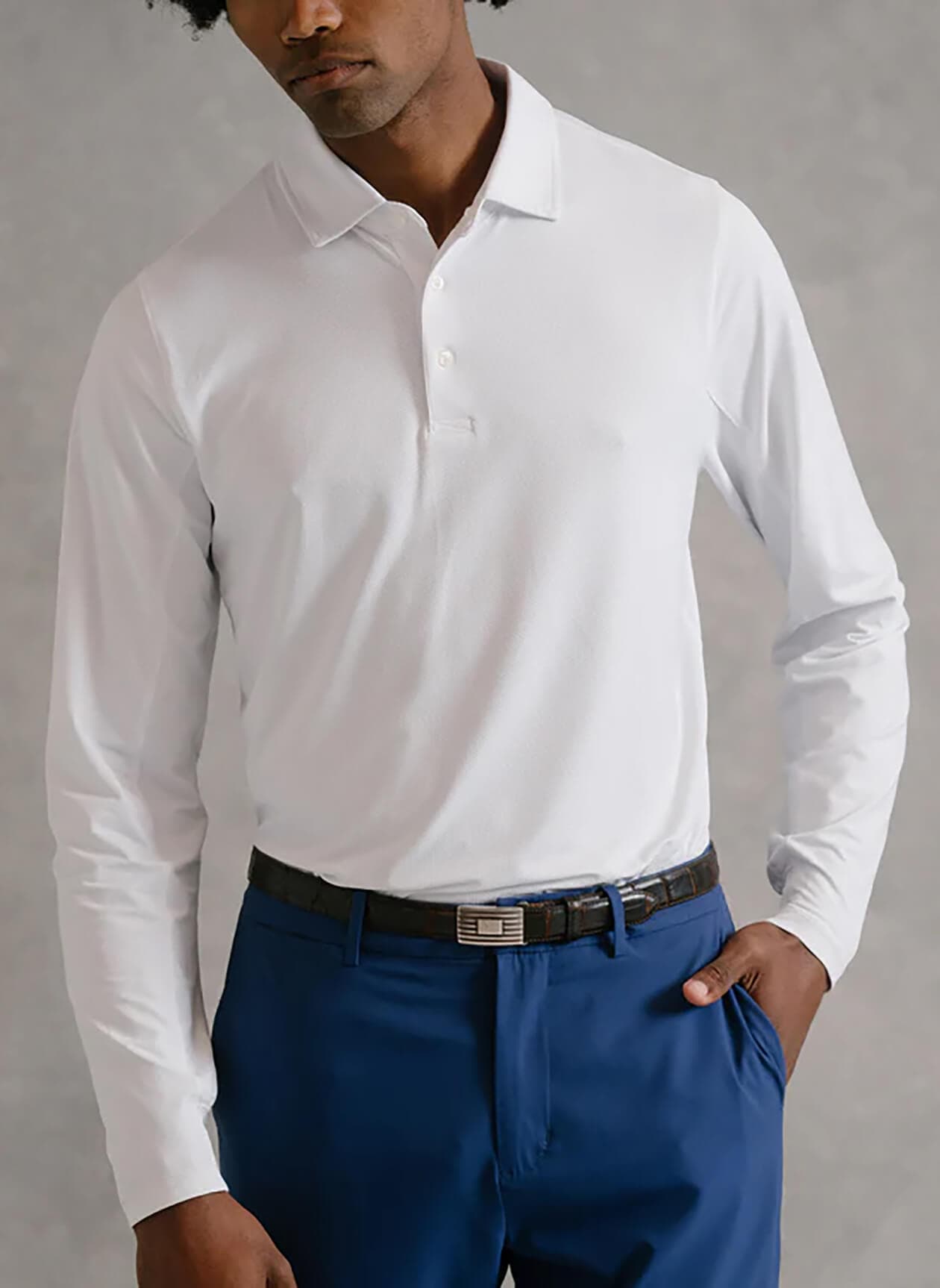 B. Draddy Men's Cool Hand Luke Long-Sleeve Polo - White 3XL