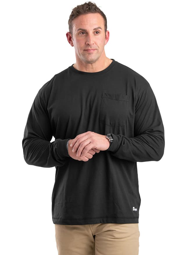 Berne Unisex Performance Long-Sleeve Pocket T-Shirt - Black 3XL