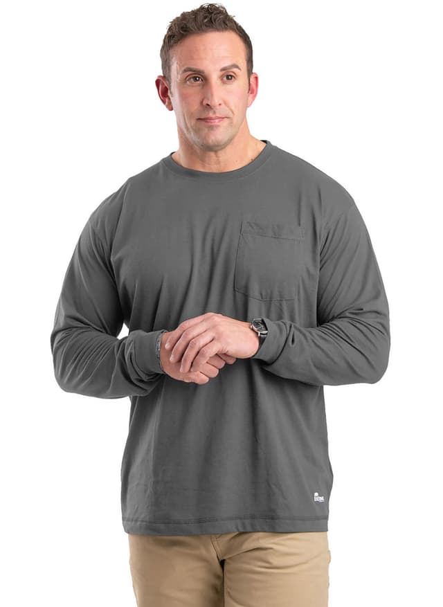 Berne Unisex Performance Long-Sleeve Pocket T-Shirt - Dark Grey 3XL