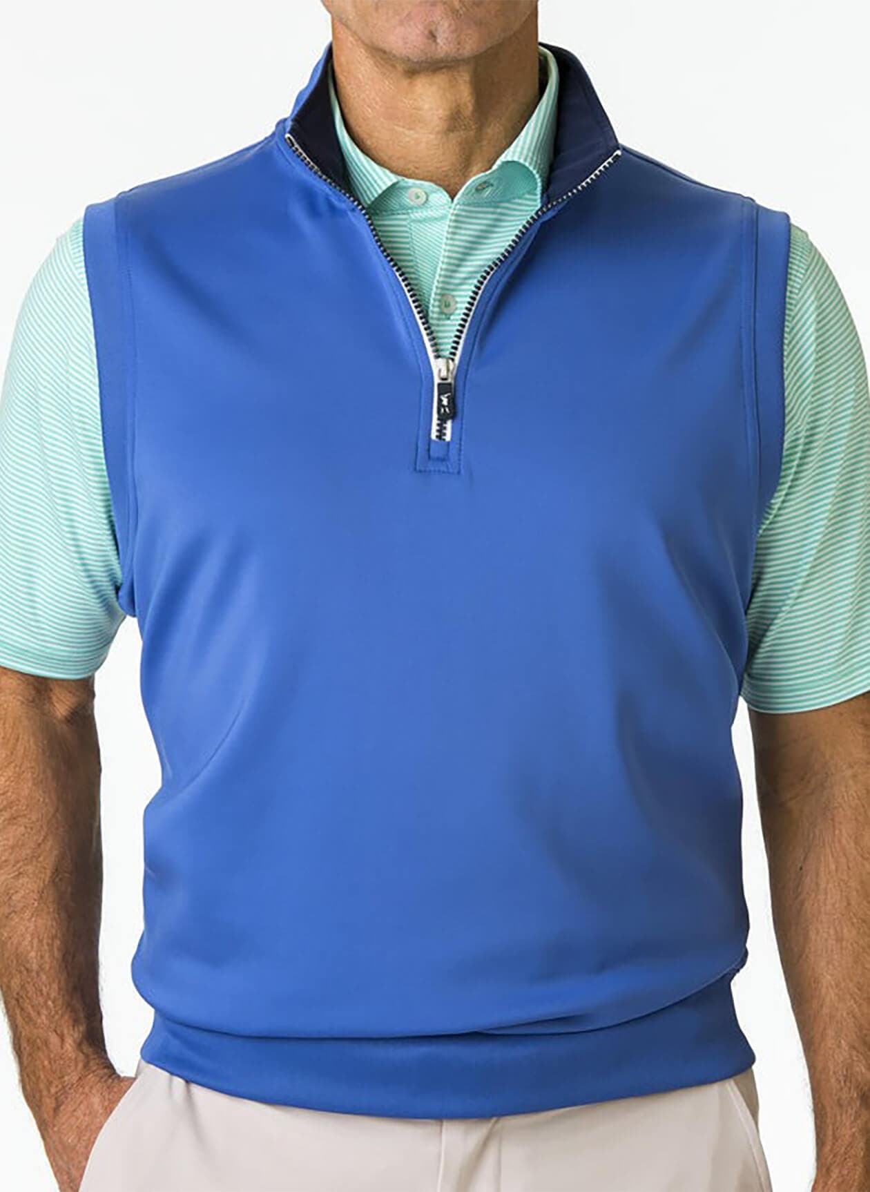 Fairway & Greene Men's Tech Solid Quarter-Zip Vest - Baltic (BALT) 3XL