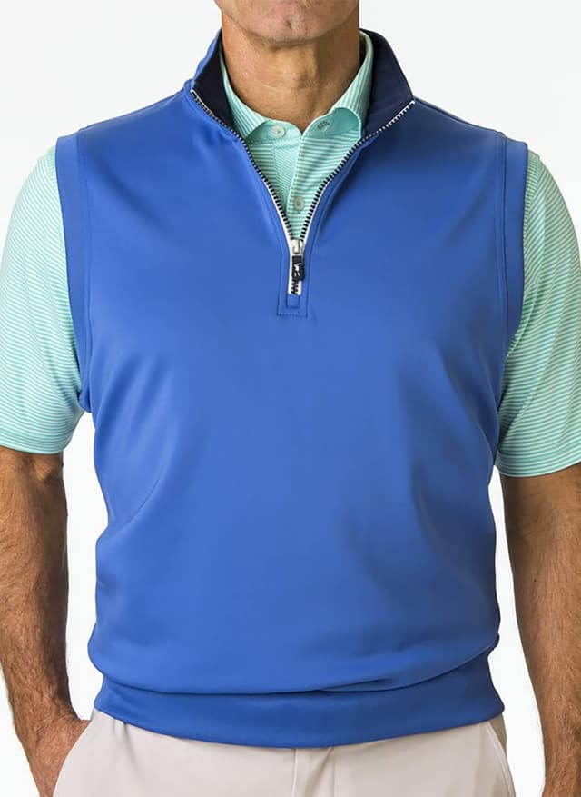 Fairway & Greene Men's Tech Solid Quarter-Zip Vest - Baltic (BALT) 3XL