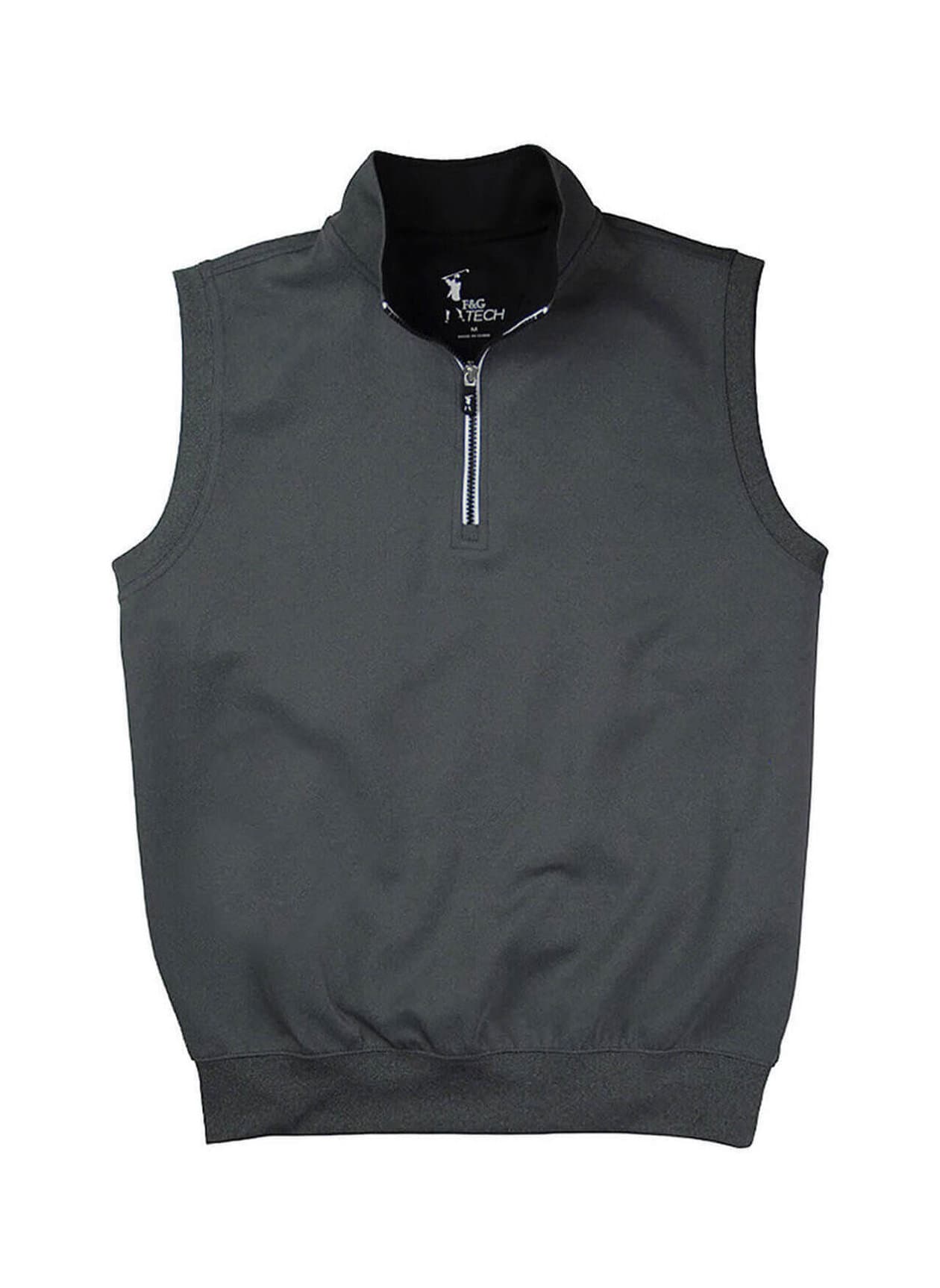 Fairway & Greene Men's Tech Solid Quarter-Zip Vest - Dark Shadow / Grey Heather 3XL