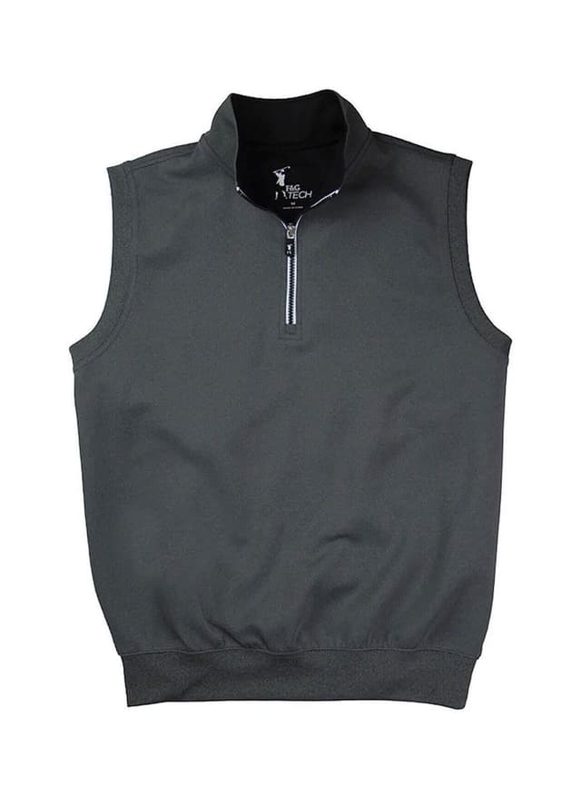 Fairway & Greene Men's Tech Solid Quarter-Zip Vest - Dark Shadow / Grey Heather 3XL