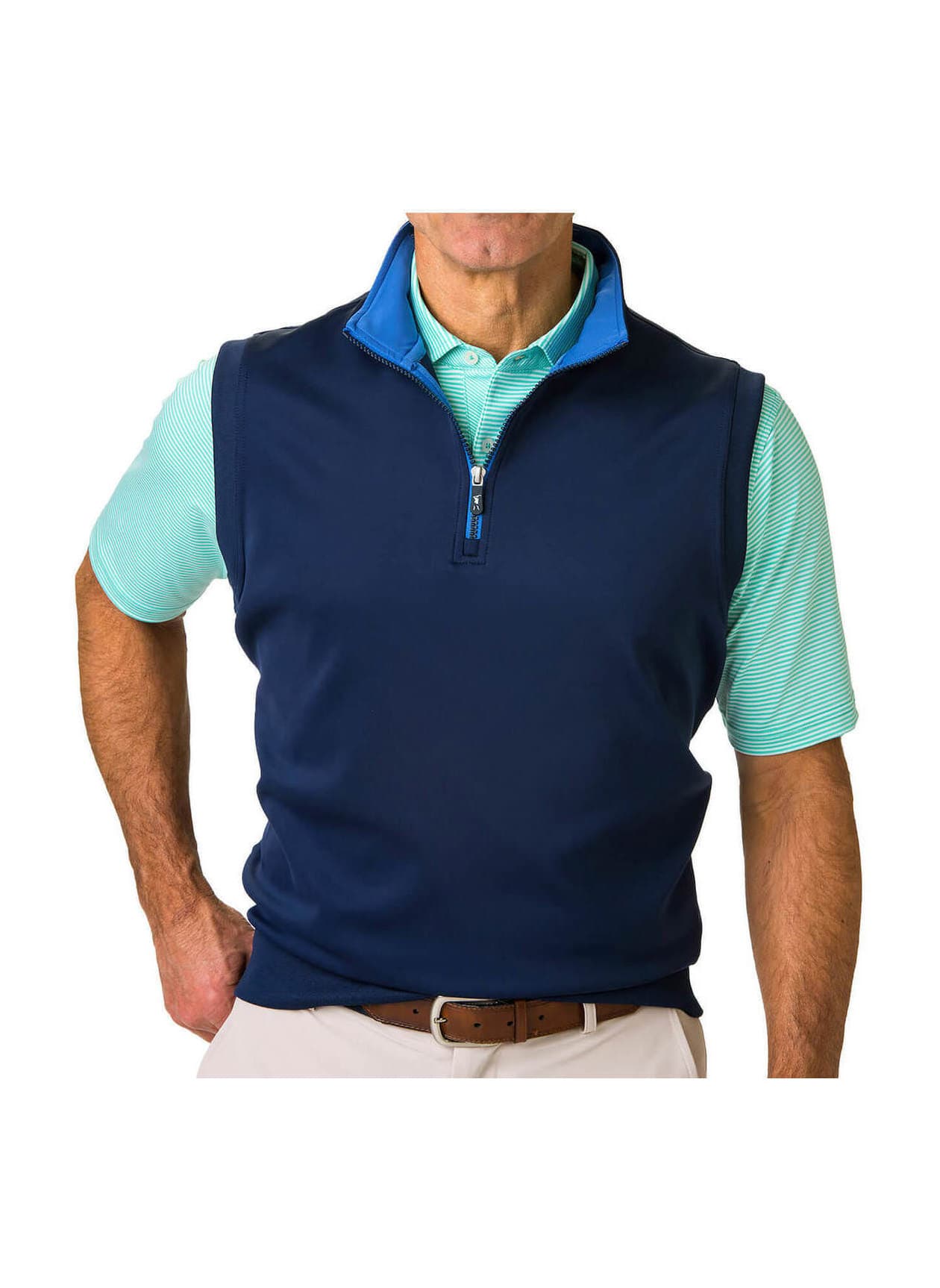 Fairway & Greene Men's Tech Solid Quarter-Zip Vest - Navy 3XL