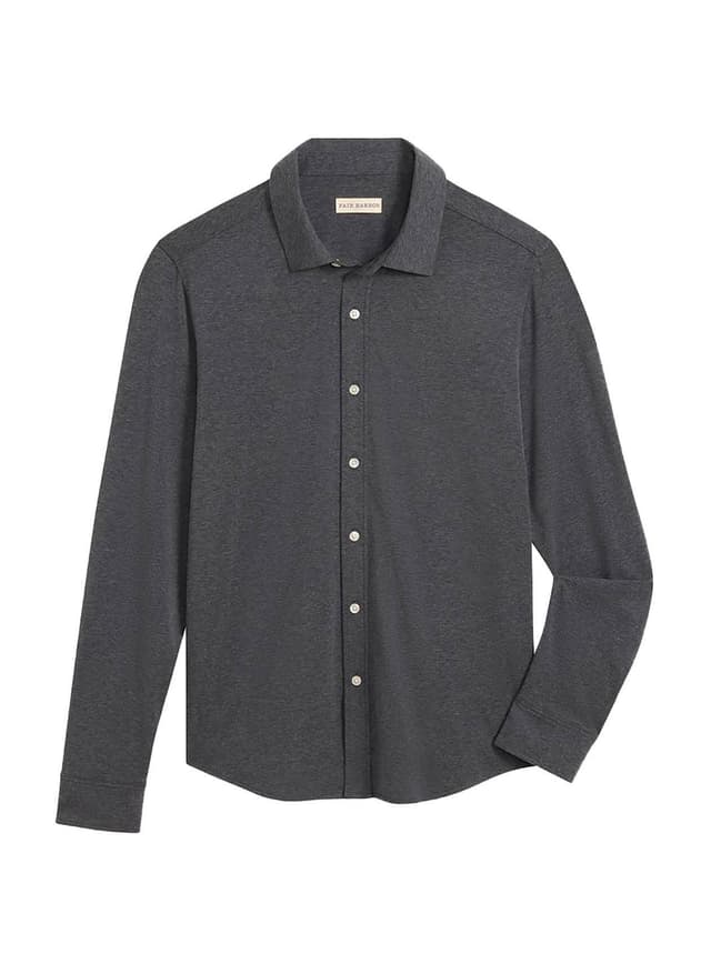 Fair Harbor Men's Norwood Long Sleeve Button Up - Dark Grey LG