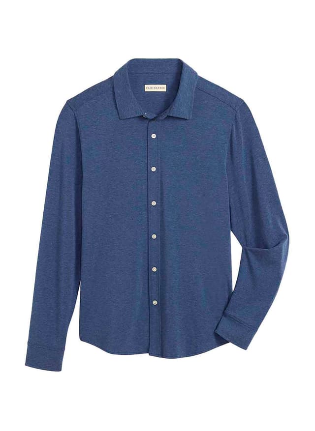 Fair Harbor Men's Norwood Long Sleeve Button Up - Navy LG