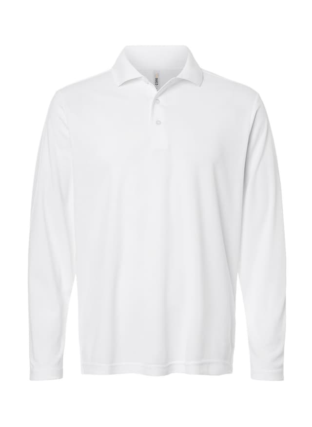 Core 365 Men's Nova Performance Long Sleeve Pique Polo - White 3XL