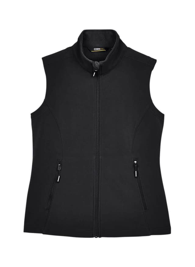 Core 365 Women's Cruise Two-Layer Fleece Bonded Soft Shell Vest - Black 3XL