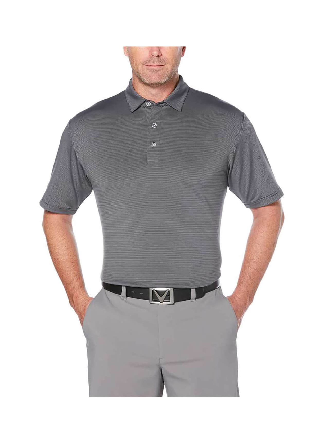 Callaway Golf Men's Fine Line Stripe Polo - Black 3XL